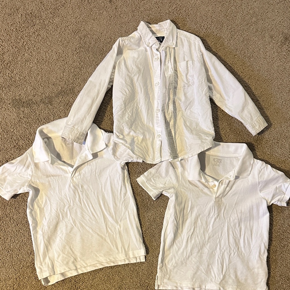 Kids White Button-Up and Polo Shirt Set